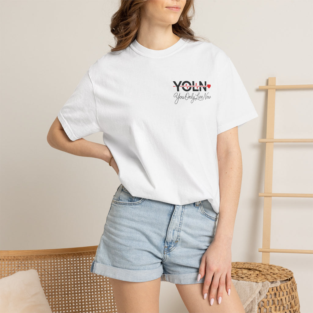 YOLN Heartbeat T-Shirt — "You Only Live Now" Graphic Tee