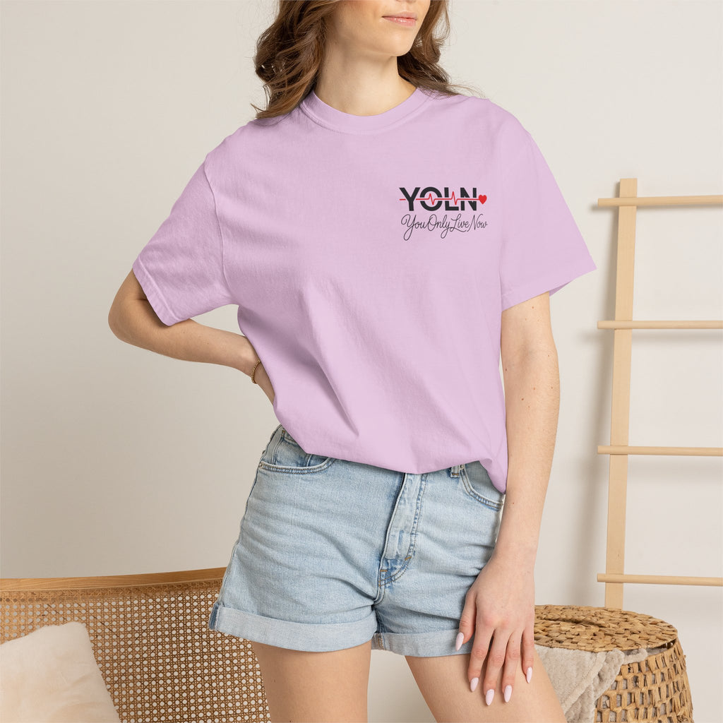 YOLN Heartbeat T-Shirt — "You Only Live Now" Graphic Tee