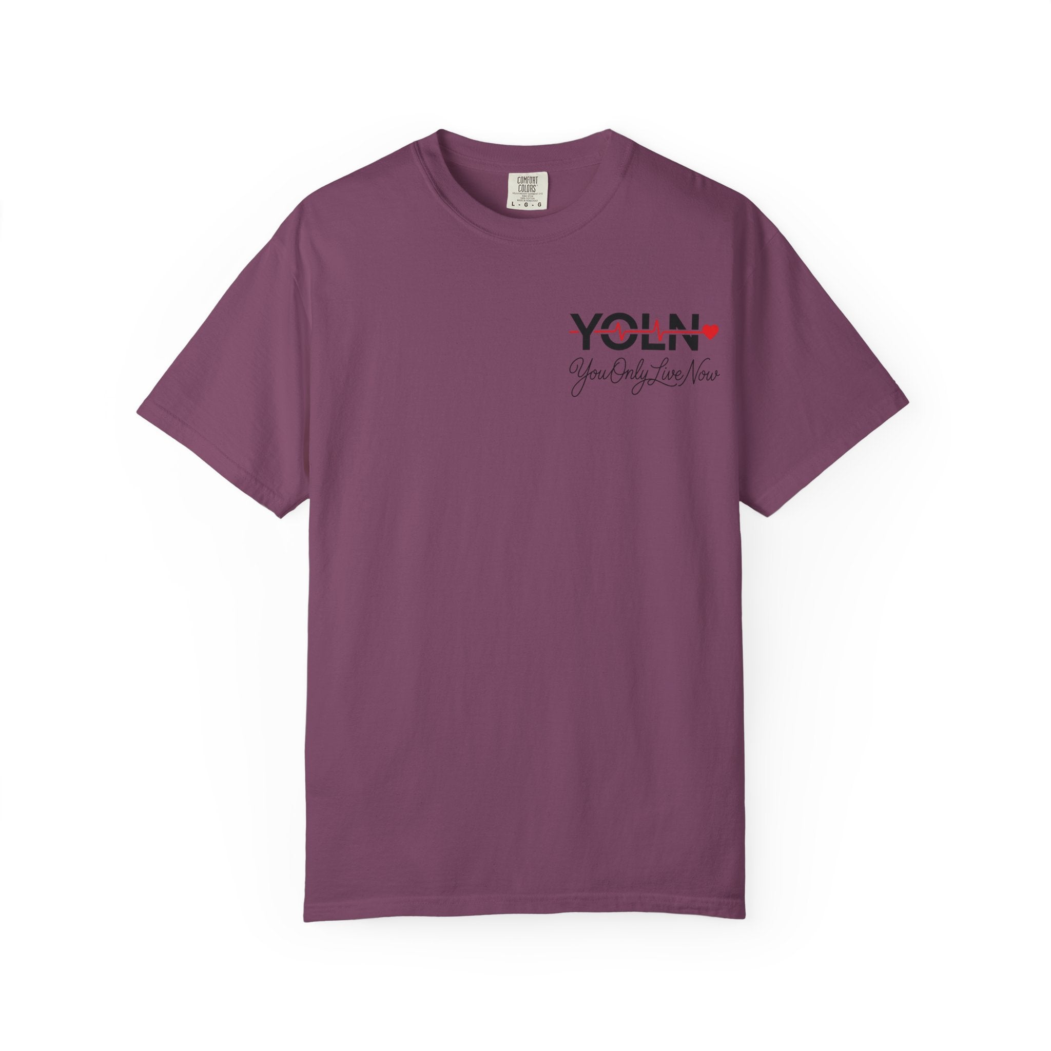 YOLN Heart T-Shirt (Womens) — "You Only Live Now" Graphic Tee