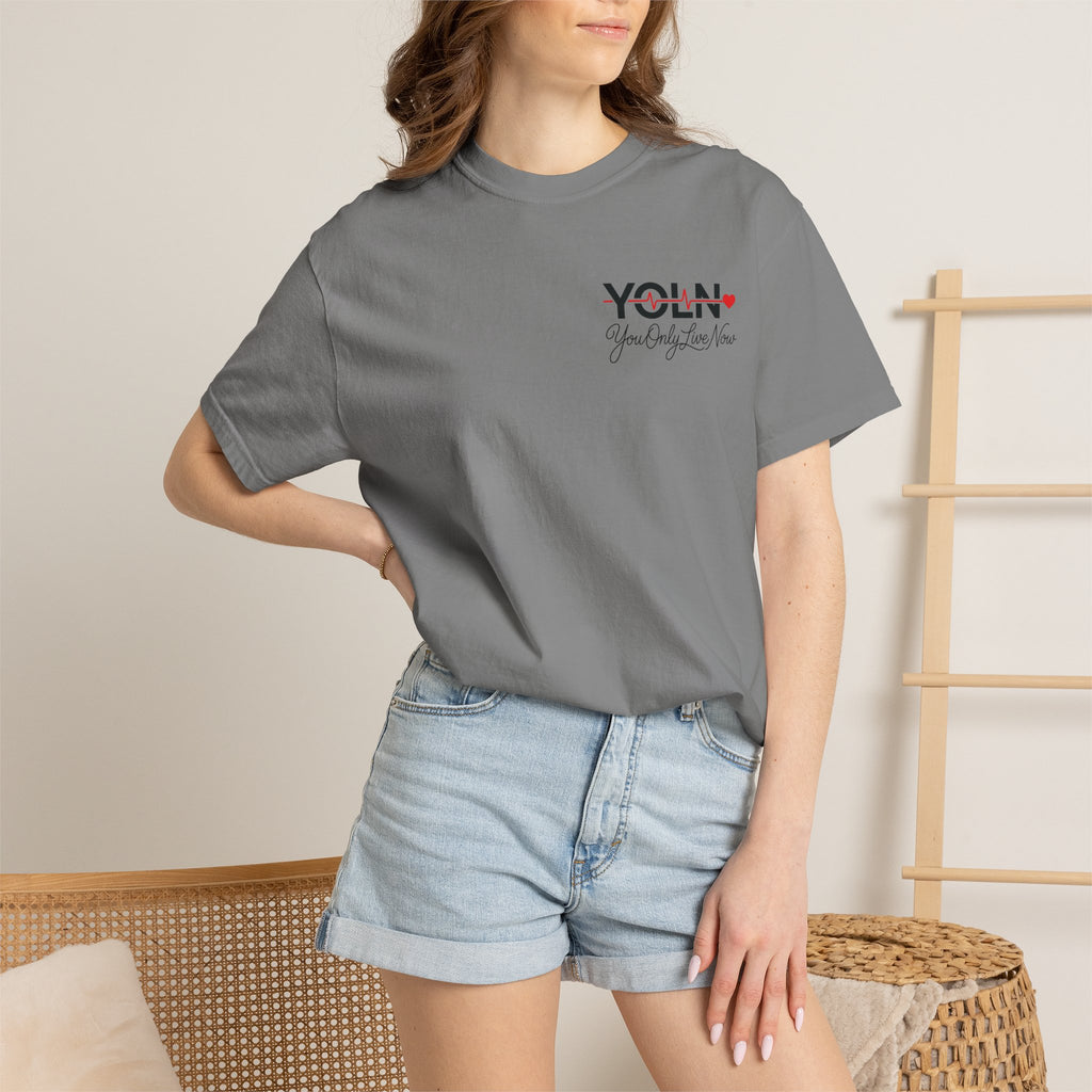 YOLN Heartbeat T-Shirt — "You Only Live Now" Graphic Tee