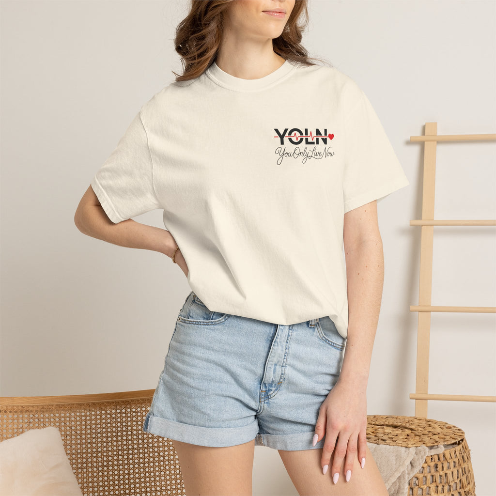 YOLN Heartbeat T-Shirt — "You Only Live Now" Graphic Tee
