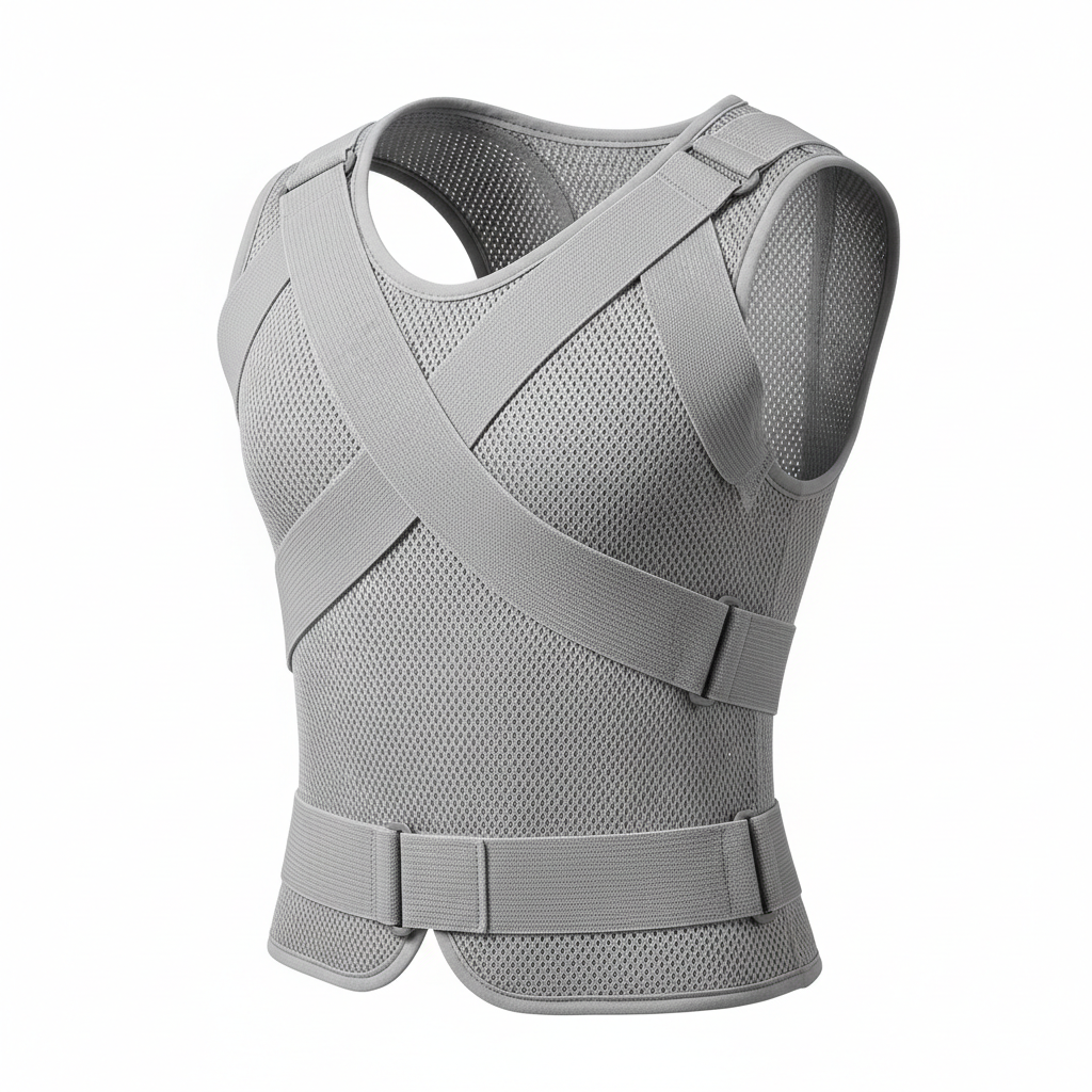 Posture corrector vest with adjustable straps and breathable fabric